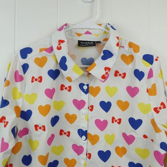 ModCloth for Hello Kitty Hearts and Bows Button Up Top X-Large - Picture 3 of 13